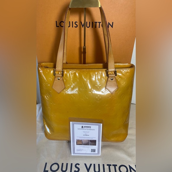 LOUIS VUITTON Houston Monogram Golden Vernis Leather Tote w/ Cert of Auth. ✨LV - Picture 1 of 16